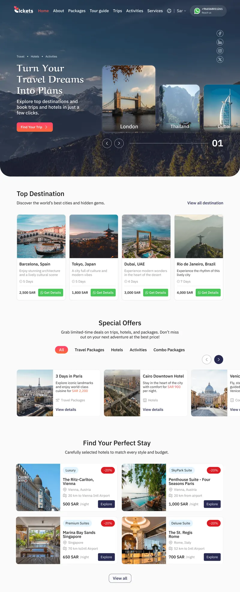 Travel platform website designed by Huda Hany